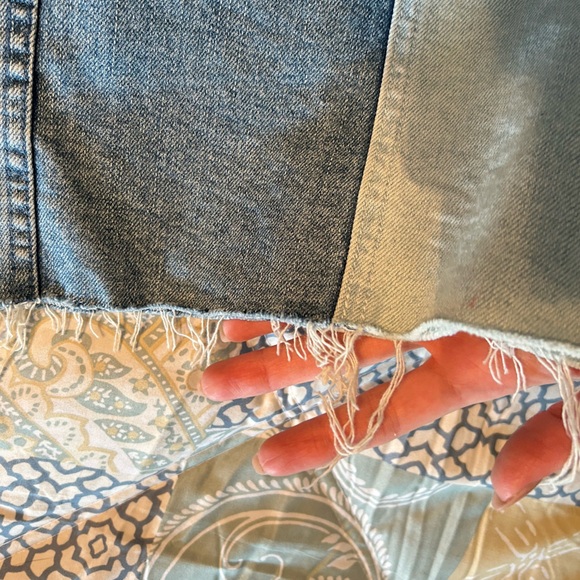 Gap Two Tone Color Block Denim Skirt - Picture 9 of 10